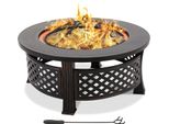 Focolare 3 In 1 - Griglia A Carbonella E Ciotola Per Il Fuoco - Diametro 81 Cm - Parascintille - Ferro Smaltato In Porcellana - Facile Da Pulire - Nero