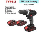Trapano Avvitatore A Batteria - Senza Fili - 36 V - 2 Batterie Ricaricabili - 1350 Giri/Min - 28 Nm - Mandrino 2-10 Mm - Spina Ue - Rosso