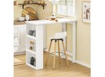 Tavolo Bar Da Cucina - FWT17-II - Con 3 Ripiani - Tavolo Bar Alto - 112×106×57 Cm - Per Cucina/Soggiorno/Ufficio - Bianco