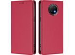 Custodia In Pelle Per Xiaomi Redmi Note 9T, Custodia Flip Magnetica In Finto Cuoio Con Supporto Rosso