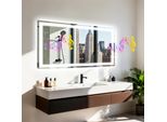 Specchio Da Bagno Led - Rettangolare Senza Cornice - 100X70 Cm - Altoparlante Bluetooth - 3 Temperature Di Colore Dimmerabile - Antiappannamento - Impermeabile - Vetro Temperato - Blu Navy