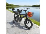 Bicicletta Per Bambini - Ruote Da 35 Cm - Con Schienale - Ruote Di Supporto - Doppio Freno A V - Sella/Manubrio Regolabile - 3,5-6 Anni - Max. 60 Kg - Nero