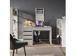 Vicco Scrivania Sherry, 55 X 120 Cm Con Cassetti, Bianco Lucido/Oro