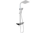 Sistema Doccia - Miscelatore Termostatico Con Doccia A Pioggia - 3 Modalità: Soffione, Doccetta, Bocca - Soffione 25X25 Cm - Altezza Regolabile 74,5-115 Cm - Montaggio A Parete - Argento