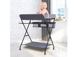 Fasciatoio Per Bambini - Fasciatoio Pieghevole - Cintura Di Sicurezza - Vani Portaoggetti - Portata 25 Kg - Supporto 80×63×16 Cm - Nero