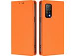 Custodia In Pelle Per Xiaomi Mi 10T / Mi 10T Pro, Flip Case Magnetico In Finto Cuoio Con Supporto Arancione