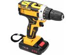 Trapano Avvitatore A Batteria - 21V Cordless - 2 Marce - 18 Livelli Di Coppia - Velocità Costante - Batteria E Set Di Punte Incluse - Spina Ue - Giallo