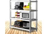 Scaffale In Acciaio Inox - Scaffale Per Cucina Industriale - 3 Livelli - Acciaio Inox 201 - 120X40X150 Cm - Carico Massimo 50 Kg - Grigio Chiaro