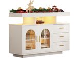Credenza A Led, Mobile Bar Da 120 Cm, Cassettiera, Credenza Per Soggiorno, Mobile Da Cucina Con Luci A 16 Colori Per La Sala Da Pranzo
