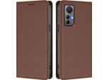 Custodia Per Xiaomi 12 Lite, Flip Cover In Finto Cuoio Antiurto Magnetica Con Supporto Marrone
