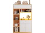 Mobiletto Da Cucina, Buffet Da Cucina Con Led Mobiletto Da Buffet, Con Un Cassetto, Tre Ante E Ripiani Per Riporre Le Posate, Spazio Per Il Microonde,