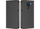 Custodia Per Xiaomi Redmi Note 9 4G, Flip Cover In Finto Cuoio Antiurto Magnetica Con Supporto Nero