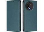 Custodia Per Telefono Cellulare Per Tcl 605 / Tcl 60 Se, Custodia Magnetica Antiurto Flip Cover In Finto Cuoio Con Supporto Verde
