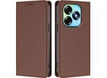 Custodia Per Cellulare Per Itel S23+, Custodia Magnetica Antiurto Flip Cover In Finto Cuoio Con Supporto Marrone