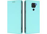 Custodia Per Xiaomi Redmi Note 9 4G, Flip Cover In Finto Cuoio Antiurto Magnetica Con Supporto Turchese