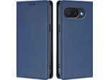 Custodia Per Google Pixel 10A, Flip Cover In Finto Cuoio Antiurto E Magnetica Con Supporto Blu Scuro