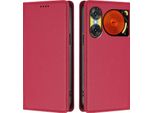 Custodia Per Telefono Cellulare Per Zte Nubia Music 2, Custodia Magnetica Antiurto In Finto Cuoio Flip Cover Con Supporto Rosso