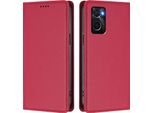 Custodia In Pelle Per Oppo A36/Oppo A76/Oppo A96/Oppo K10 4G, Custodia Flip Magnetica In Finto Cuoio Con Supporto Rosso