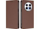 Custodia Per Huawei Mate 70 Pro/Mate 70 Pro+, Flip Cover In Finto Cuoio Antiurto Magnetica Con Supporto Marrone