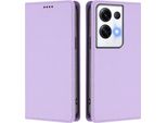 Custodia Per Oppo Reno8 Pro 5G, Custodia Magnetica Antiurto Con Supporto In Finto Cuoio Flip Cover Viola
