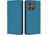 Custodia In Pelle Per Motorola Moto G67 Power, Custodia Flip Magnetica In Finto Cuoio Con Supporto Lake Blu