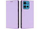 Custodia Per Motorola Moto G75 5G, Flip Cover In Finto Cuoio Antiurto Magnetica Con Supporto Viola
