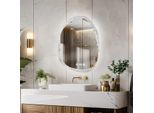 Specchio Da Bagno A Led - Specchio Da Trucco A Parete - Forma Irregolare - 50×70 Cm - Senza Nebbia - Dimmerabile, Retroilluminato - Cornice In Alluminio - Bianco