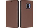 Custodia Per Telefono Cellulare Per Samsung Galaxy A8 2018,Poliuretanoleather Flip Cover Custodia Magnetica Antiurto Con Supporto Marrone
