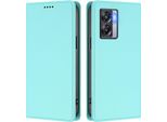Custodia Per Oppo K10 5G, Flip Cover In Finto Cuoio Antiurto Magnetica Con Supporto Turchese
