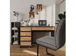 Vicco Scrivania Sherry, 55 X 120 Cm Con Cassetti, Antracite/Quercia Dorata