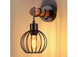 Zmh Lampada Da Parete Nera Vintage In Legno Con Interruttore Illuminazione Da Parete In Industriale E27 Faretto Da Parete In Metallo Lampada Da Letto Retrò Senza Lampadina
