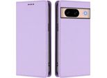 Custodia Per Google Pixel 8A, Flip Cover In Finto Cuoio Antiurto Magnetica Con Supporto Viola