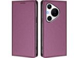 Custodia Per Huawei Pura 70 Pro/Pura 70 Pro+, Flip Cover In Finto Cuoio Antiurto Magnetica Con Supporto Viola