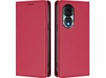 Custodia Per Telefono Cellulare Per Honor 80, Flip Cover In Finto Cuoio Antiurto Magnetica Con Supporto Rosso