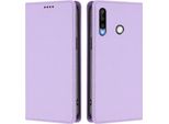 Custodia Per Huawei P30 Lite, Flip Cover In Finto Cuoio Antiurto Magnetica Con Supporto Viola