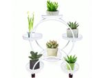 Supporto Per Vasi Di Fiori - Supporto Rotondo In Metallo Con Rotelle - Per Balcone E Giardino, Interno/Esterno - Bianco