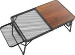 Tavolo Da Campeggio - Tavolo Pieghevole Da Esterno - Regolabile In Altezza - Struttura In Alluminio + Piano In Legno - Rettangolare - Portata 30 Kg - Per 4 Persone - Marrone Scuro