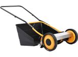 Rasaerba - Rasaerba A Cilindro Azionato A Mano - Larghezza Di Taglio 35,6 Cm - 4 Lame - Regolabile In Altezza - Con Raccoglierba - Senza Batteria - Nero