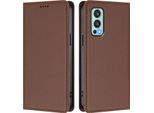 Custodia In Pelle Per Oneplus Nord 2 5G, Custodia Magnetica In Finto Cuoio Con Supporto Marrone