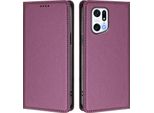 Custodia In Pelle Per Oppo Find X5 Pro, Custodia Flip Magnetica In Finto Cuoio Con Supporto Viola