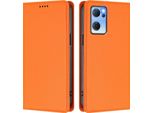 Custodia Per Oppo Find X5 Lite, Custodia Magnetica Antiurto Con Supporto In Finto Cuoio Flip Cover Arancione