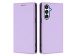 Custodia In Pelle Per Samsung Galaxy M15, Flip Case Magnetico In Finto Cuoio Con Supporto Viola Chiaro