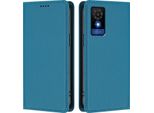 Custodia In Pelle Per Vodafone Smart M25/TCL 501, Custodia Flip Magnetica In Finto Cuoio Con Supporto Lake Blu
