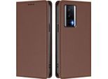 Custodia In Pelle Per Xiaomi Poco F5 Pro/Redmi K60/K60 Pro, Custodia Flip Magnetica In Finto Cuoio Con Supporto Marrone