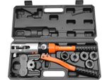 Pinze Per Pressatura Di Tubi - CW-1632 Utensile Per Pressatura Idraulica - V-Set 5 Ganasce V12-V28 - Per Tubi Di Rame/Raccordi A Pressione - Acciaio/Alluminio/Crmo - Con Valigetta Per Utensili - Arancione