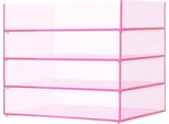 Organizzatore Da Scrivania - Vaschetta Porta Lettere/Porta Documenti In Acrilico - 4 Livelli - Impilabile - Formato A4 - Rosa