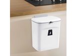Portarifiuti 9 L - Portarifiuti Sospeso - Montaggio A Parete E Appeso - Estensibile - Plastica Pp - Per Cucina, Camper E Bagno - Bianco