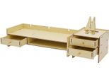 Supporto Per Monitor - Alzata Per Monitor - 3 Cassetti - Portata 5 Kg - Per Scrivania - Necessario Il Montaggio - Legno Chiaro