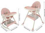Seggiolone Per Bambini - Sedia Da Pranzo - Pieghevole - Schienale 3 Posizioni - Vassoio Per Mangiare 3 Posizioni - 6-36 Mesi - Fino A 15 Kg - Rosa