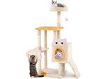 Tiragraffi Costway Piccolo, Albero Per Gatti Con Seduta In Peluche, Tiragraffi A Forma Di Pesce, Grotta, Palla, Rampa E Tiragraffi In Sisal, Tiragraffi In Legno Per Gatti, Beige